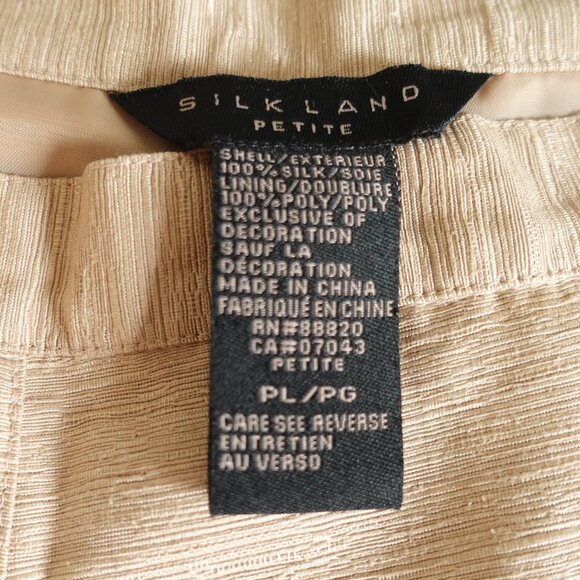 Y2K Silkland Beige Silk Pants w/ Embroidered Flower Size Petite - Picture 13 of 14